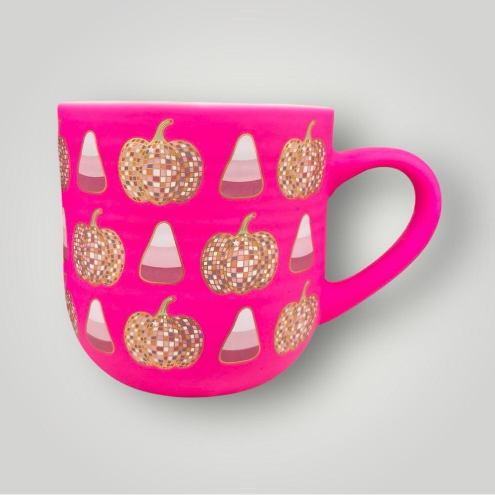 Neon Pink Autumn Halloween Pumpkin Soft Touch Matte Ceramic Mug Cup Gift New - Picture 8 of 14